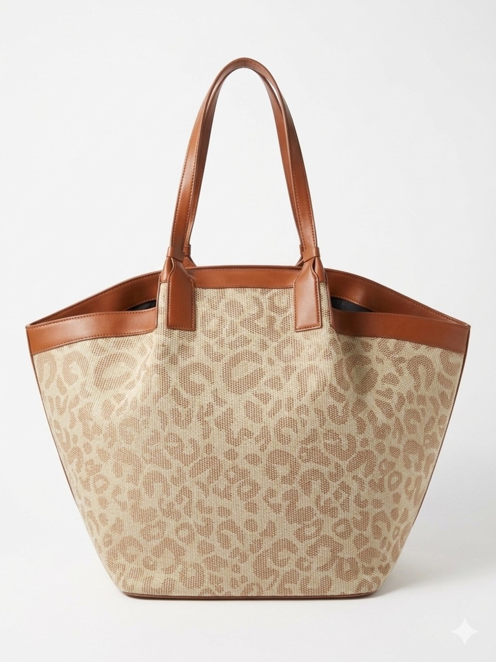 Nicole Miller New York Beige And Tan Leopard Jacquard Tote Bag No Callout NWT - Picture 2 of 12